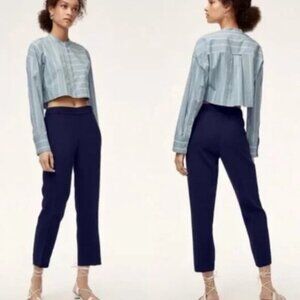 Aritzia Wilfred Darontal Pull-On Cropped‎ Crepe Pants Trousers Size 2 Navy